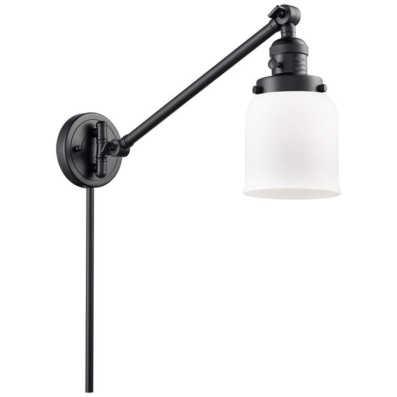 Image 1 Franklin Restoration Bell 8" Matte Black Swing Arm w/ Matte White Shad