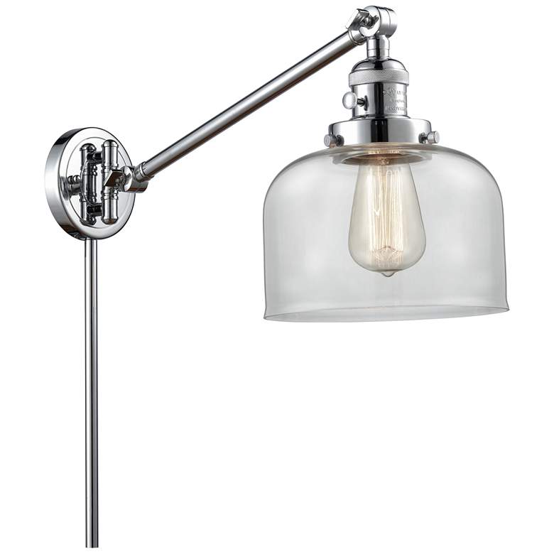 Image 1 Franklin Restoration Bell 8" Polished Chrome Swing Arm w/ Clear Shade
