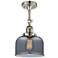 Franklin Restoration Bell 8" Polished Nickel Semi Flush w/ Smoke Shade