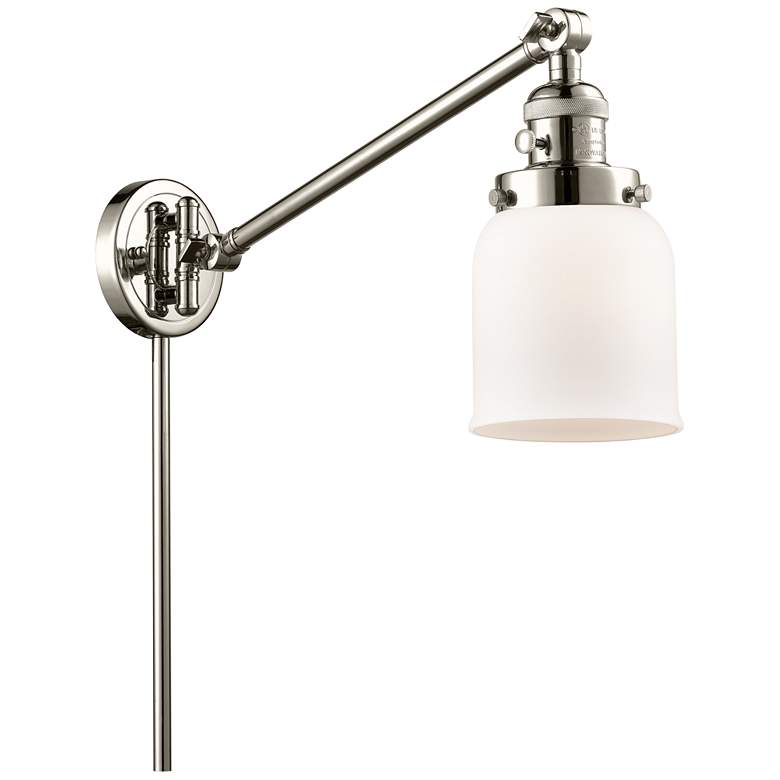 Image 1 Franklin Restoration Bell 8" Polished Nickel Swing Arm w/ Matte White