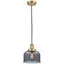 Franklin Restoration Bell 8" Satin Gold Corded Mini Pendant w/ Smoke S