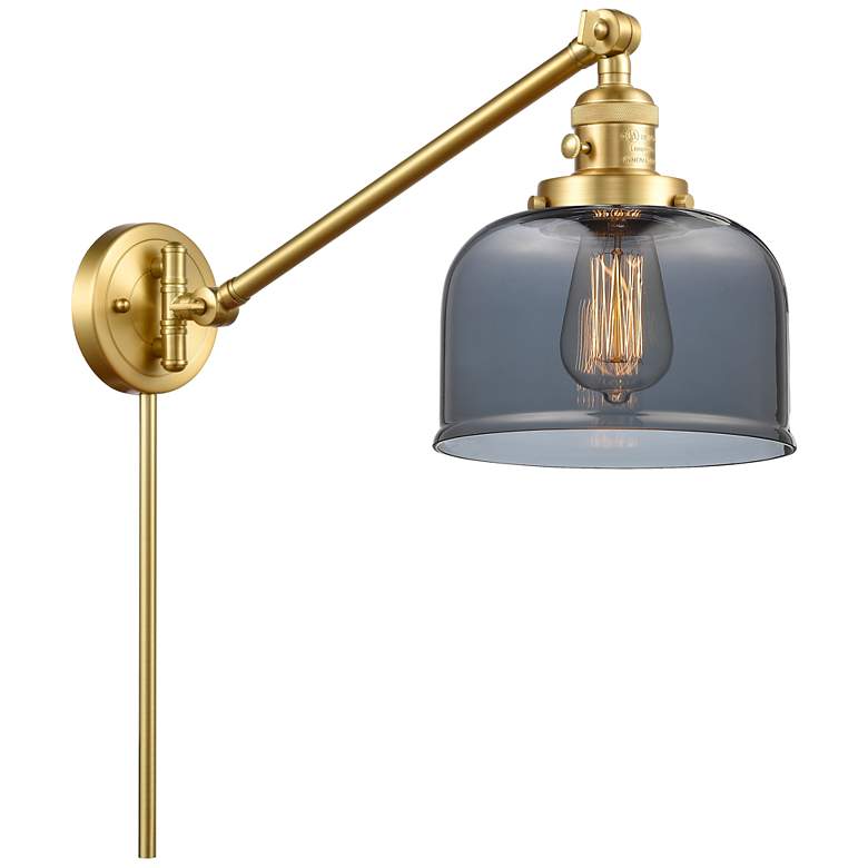 Image 1 Franklin Restoration Bell 8" Satin Gold Swing Arm w/ Plated Smoke Shad