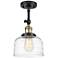 Franklin Restoration Bell 8" Semi-Flush - Black Brass - Clear Deco Sw