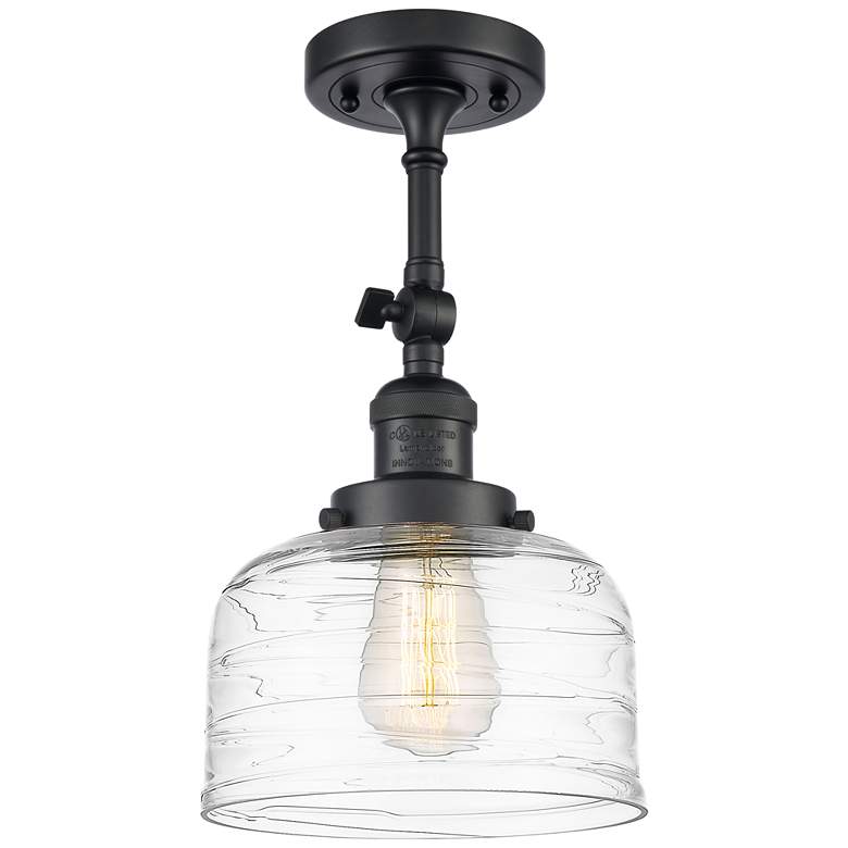 Image 1 Franklin Restoration Bell 8" Semi-Flush Mount - Black - Clear Deco Sw