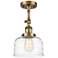 Franklin Restoration Bell 8" Semi-Flush Mount - Brass - Clear Deco Sw