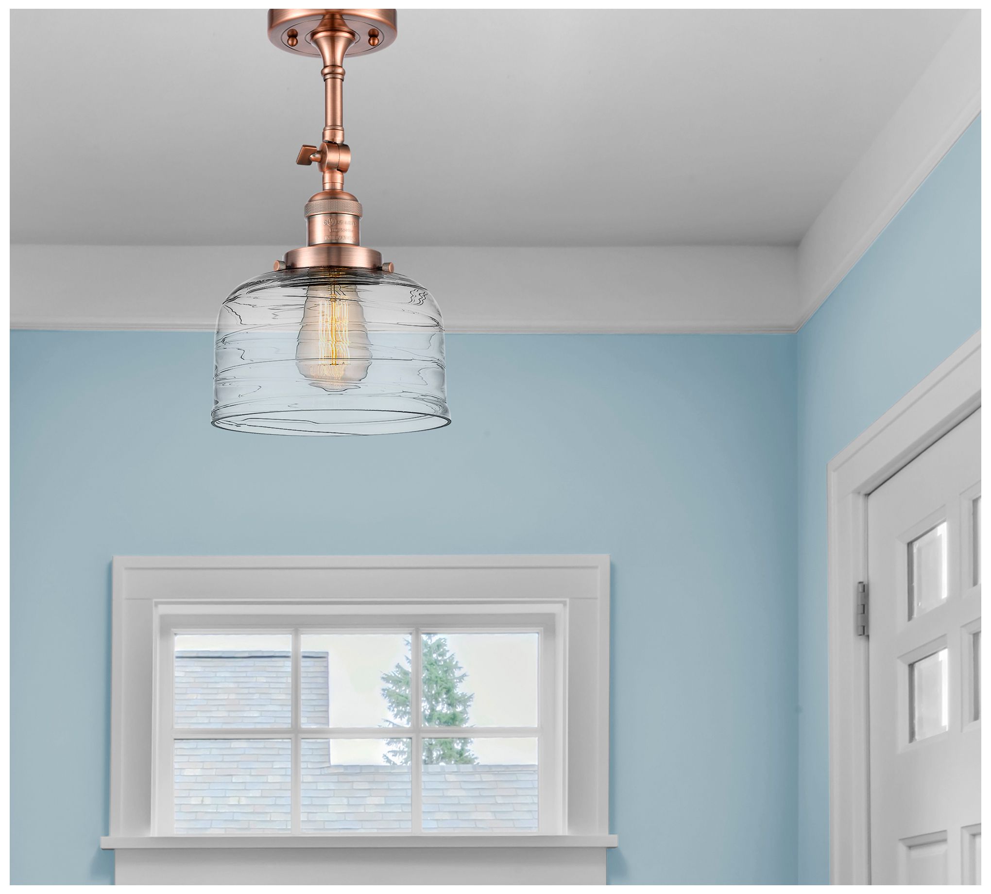 Image 2 Franklin Restoration Bell  8" Semi-Flush Mount - Copper - Clear Deco S more views