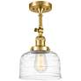 Franklin Restoration Bell  8" Semi-Flush - Satin Gold - Clear Deco Swi