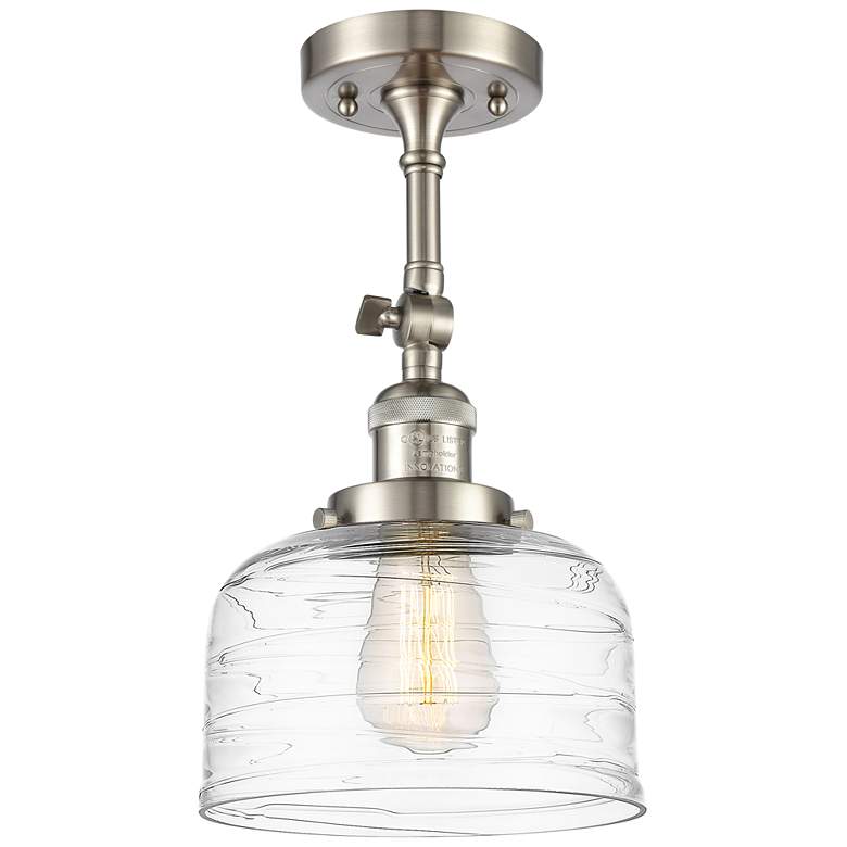 Image 1 Franklin Restoration Bell 8" Semi-Flush - Satin Nickel - Clear Deco S