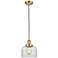 Franklin Restoration Bell 8" LED Mini Pendant - Satin Gold - Clear Shade