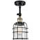 Franklin Restoration Bell Cage 5" Black Brass Semi Flush w/ Seedy Shad
