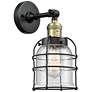 Franklin Restoration Bell Cage 6" Black Antique Brass Sconce w/ Seedy