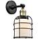 Franklin Restoration Bell Cage 6" Black Antique Brass Sconce w/ White