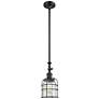 Franklin Restoration Bell Cage 6" Matte Black Mini Pendant w/ Seedy Sh