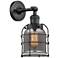 Franklin Restoration Bell Cage 6" Matte Black Sconce w/ Plated Smoke S