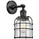 Franklin Restoration Bell Cage 6" Matte Black Sconce w/ Seedy Shade