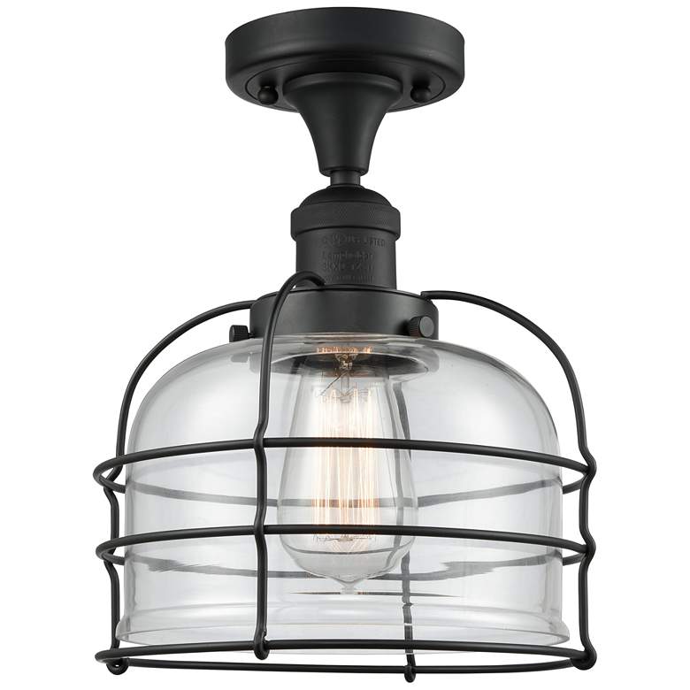Image 1 Franklin Restoration Bell Cage 9" 8" LED Semi-Flush Mount - Blac