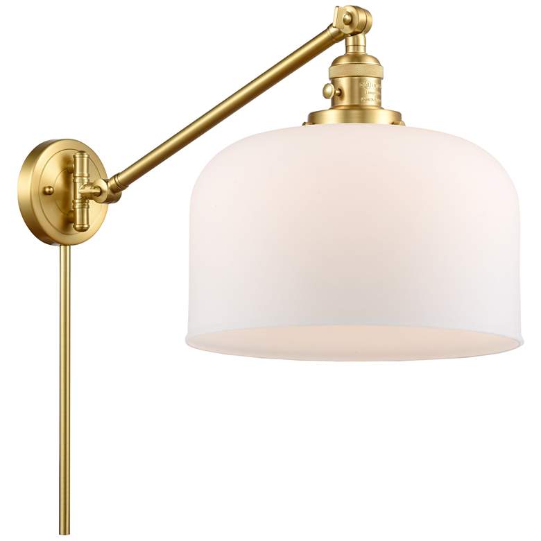 Image 1 Franklin Restoration Bell Satin Gold Swing Arm Wall Lamp