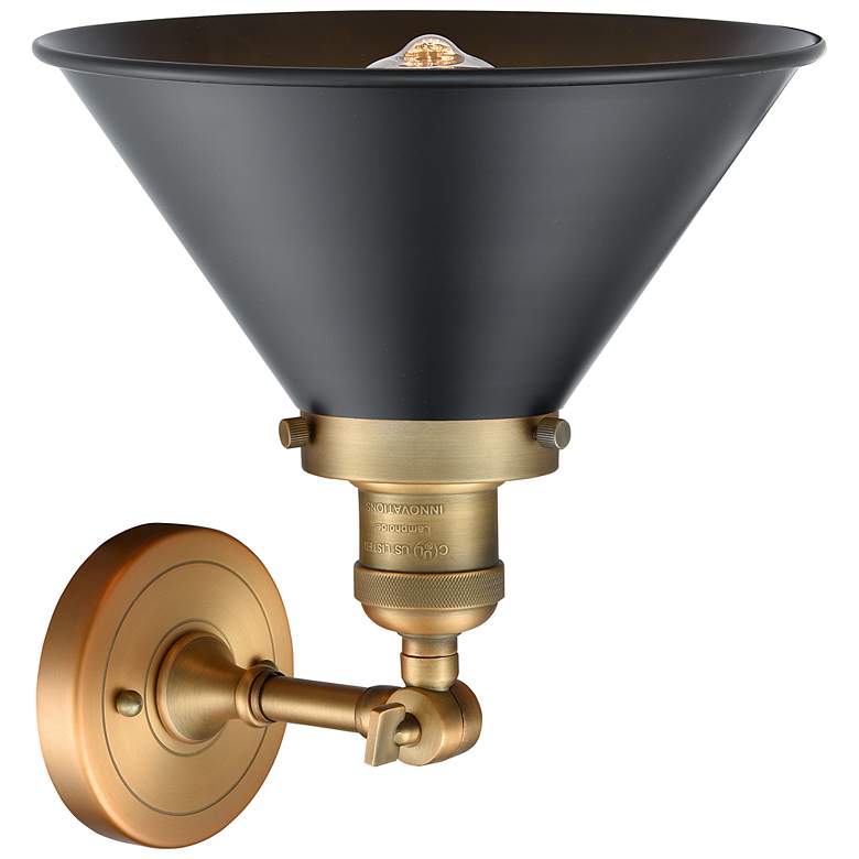 Image 3 Franklin Restoration Briarcliff 10 inch Brushed Brass Sconce w/ Black Shad more views