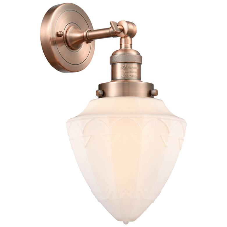 Image 1 Franklin Restoration Bullet 7" Antique Copper Sconce w/ Matte White Sh