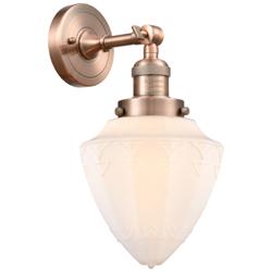 Franklin Restoration Bullet 7" Antique Copper Sconce w/ Matte White Sh