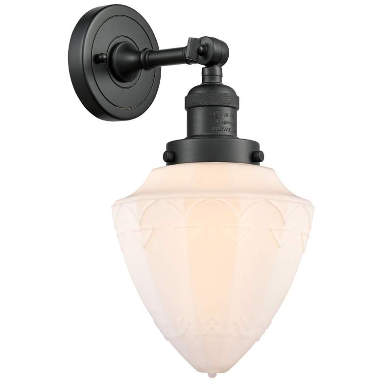 Image 1 Franklin Restoration Bullet 7" Matte Black Sconce w/ Matte White Shade