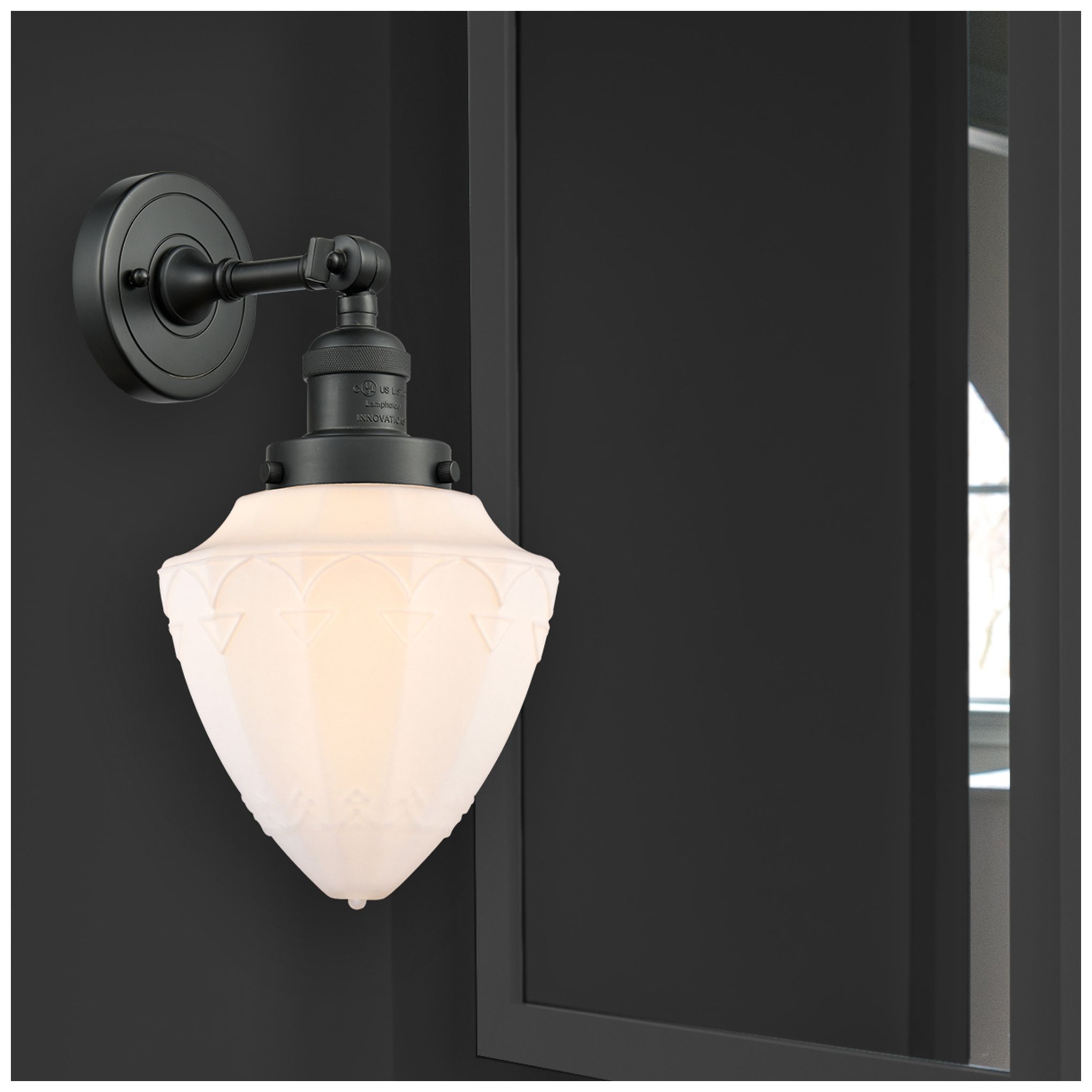 Image 2 Franklin Restoration Bullet 7" Matte Black Sconce w/ Matte White Shade more views