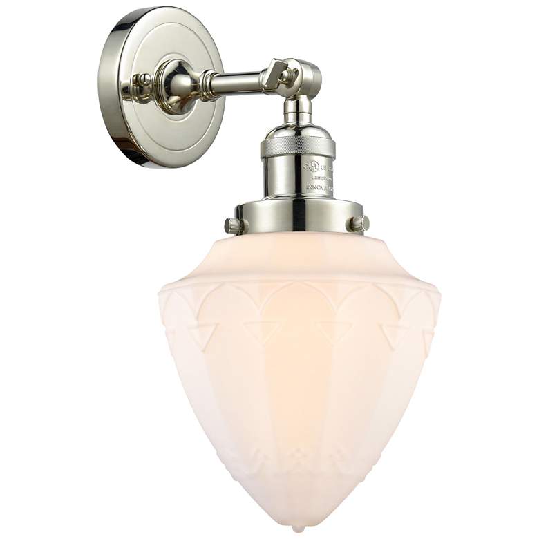 Image 1 Franklin Restoration Bullet 7" Polished Nickel Sconce w/ Matte White S