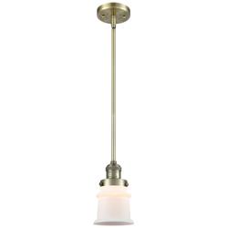 Franklin Restoration Canton 5" Brass Stemmed Mini Pendant w/ White Sha