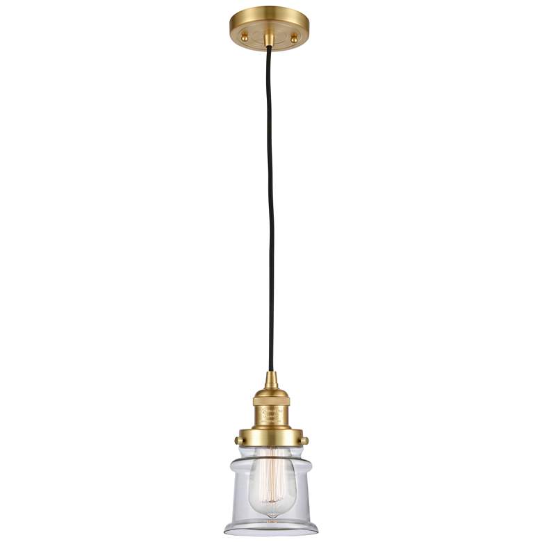 Image 1 Franklin Restoration Canton 5" Gold Corded Mini Pendant w/ Clear Shade