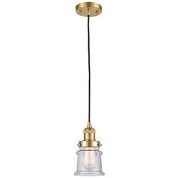 Franklin Restoration Canton 5" Gold Corded Mini Pendant w/ Seedy Shade
