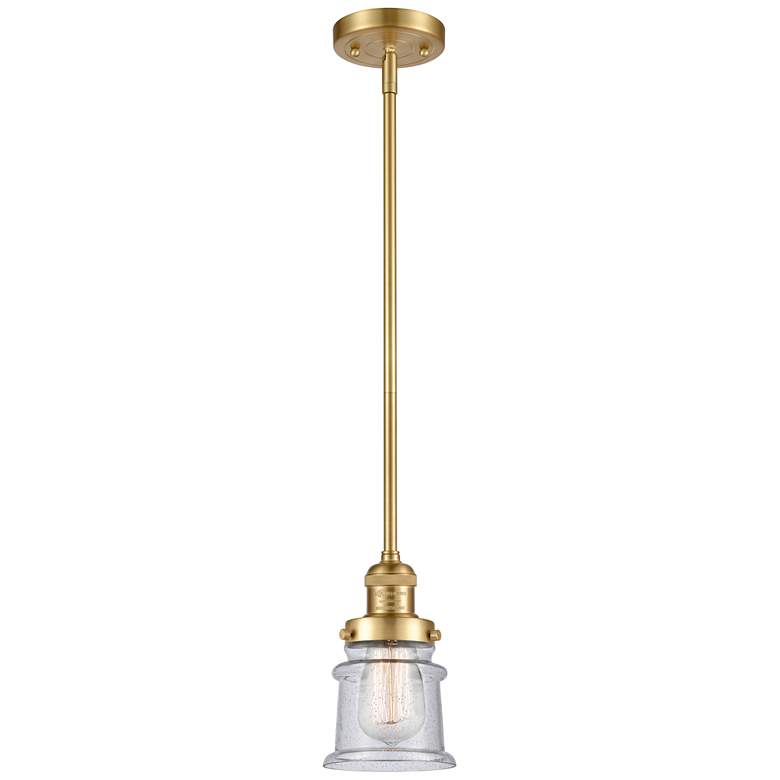 Image 1 Franklin Restoration Canton 5" Gold Stemmed Mini Pendant w/ Seedy Shad