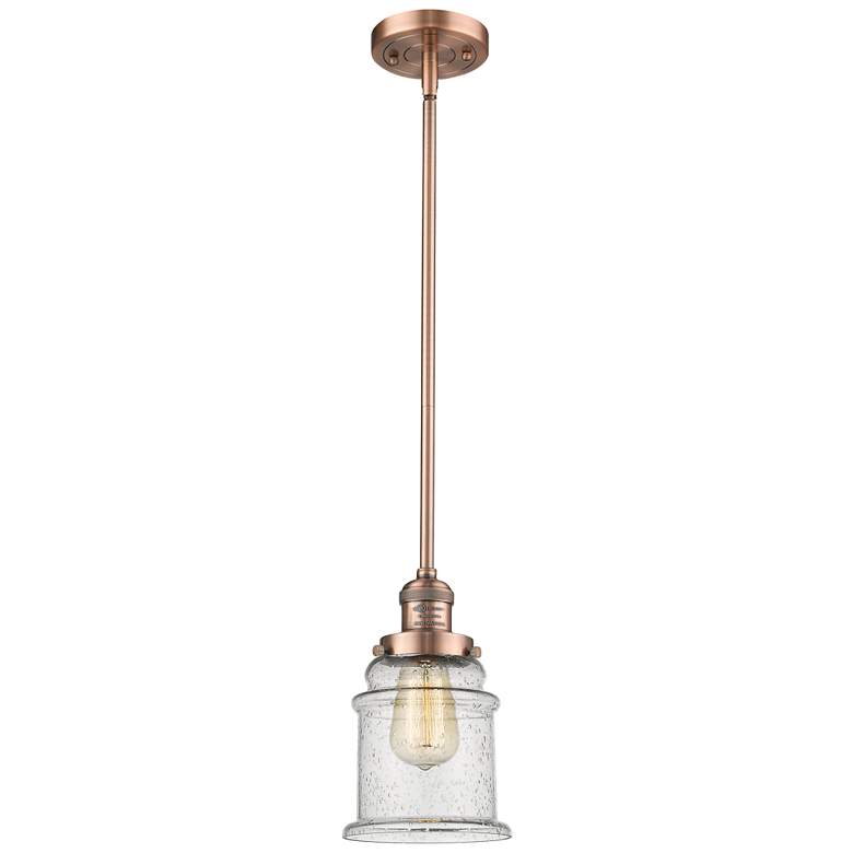 Image 1 Franklin Restoration Canton 7" LED Mini Pendant - Antique Copper - See