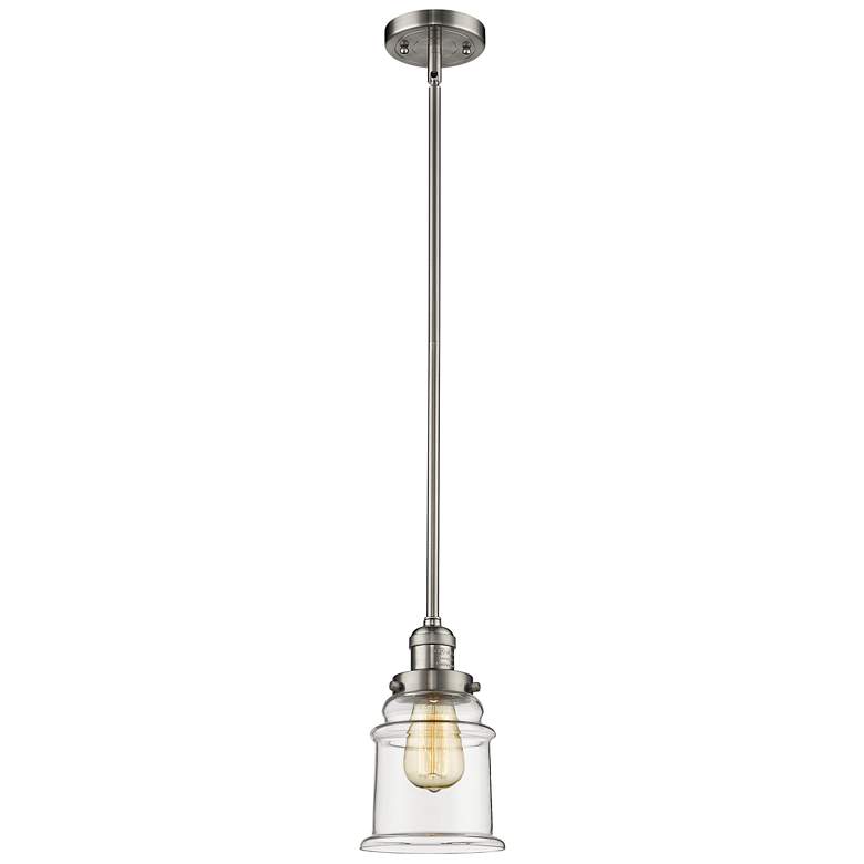 Image 1 Franklin Restoration Canton 7" LED Mini Pendant - Satin Nickel - Clear