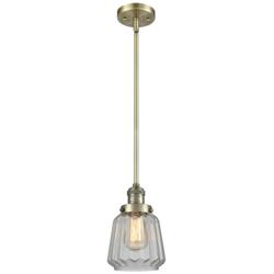 Franklin Restoration Chatham 7" Brass Stemmed Mini Pendant w/ Clear Sh