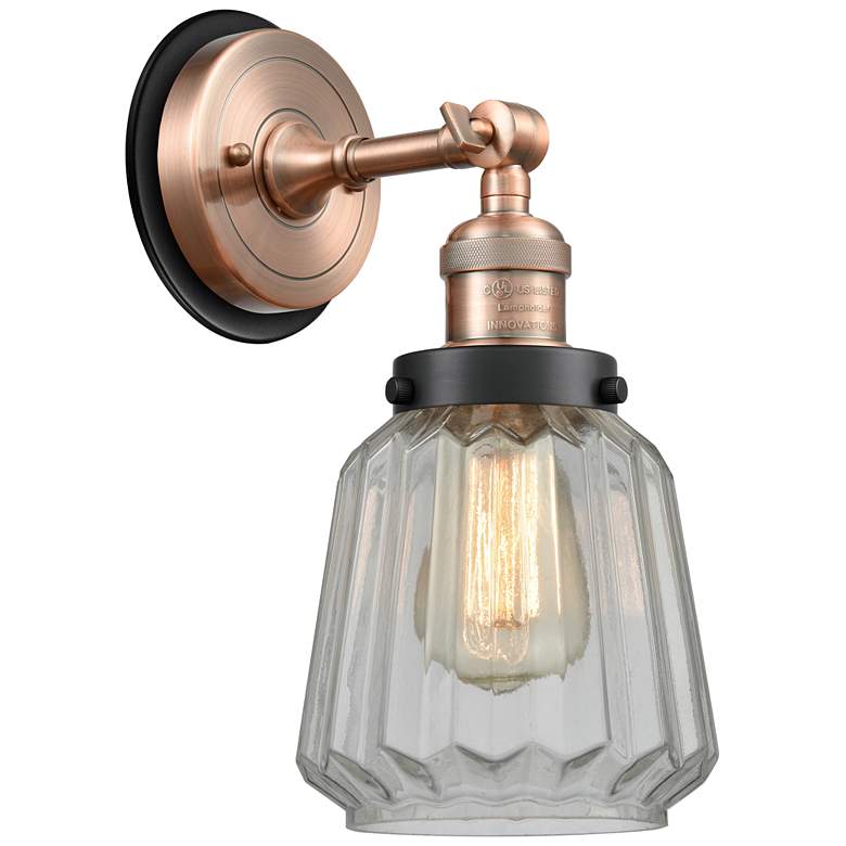 Image 1 Franklin Restoration Chatham 7" Copper Adjustable Sconce w/ Clear Shad