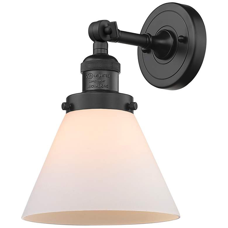 Image 1 Franklin Restoration Cone 10 1/2"H Matte Black Wall Sconce