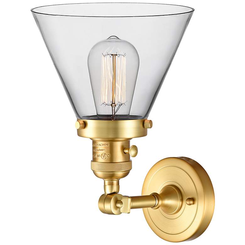 Image 3 Franklin Restoration Cone 10 1/2"H Satin Gold Wall Sconce more views