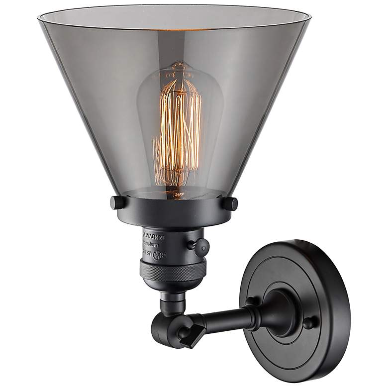 Image 3 Franklin Restoration Cone 10" High Matte Black Wall Sconce more views