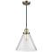 Franklin Restoration Cone 12" Brass Corded Mini Pendant w/ Seedy Shade