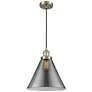 Franklin Restoration Cone 12" Brass Corded Mini Pendant w/ Smoke Shade