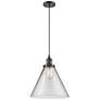 Franklin Restoration Cone 12" Bronze Corded Mini Pendant w/ Clear Shad