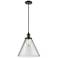 Franklin Restoration Cone 12" Bronze Corded Mini Pendant w/ Clear Shad