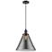 Franklin Restoration Cone 12" Bronze Corded Mini Pendant w/ Smoke Shad