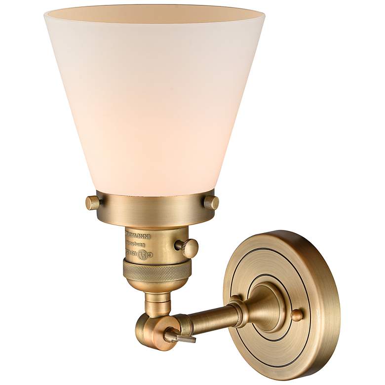 Image 3 Franklin Restoration Cone 12" High Brushed Brass Wall Sconce more views