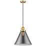Franklin Restoration Cone 12" LED Mini Pendant - Satin Gold - Smoke