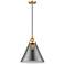 Franklin Restoration Cone 12" LED Mini Pendant - Satin Gold - Smoke