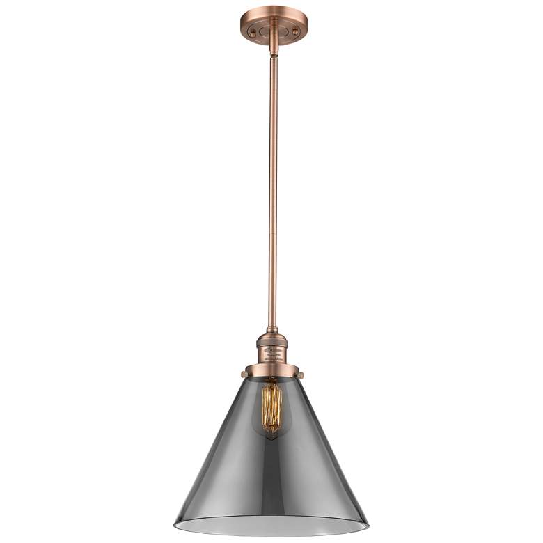 Image 1 Franklin Restoration Cone 12" Mini Pendant - Antique Copper - Plated S