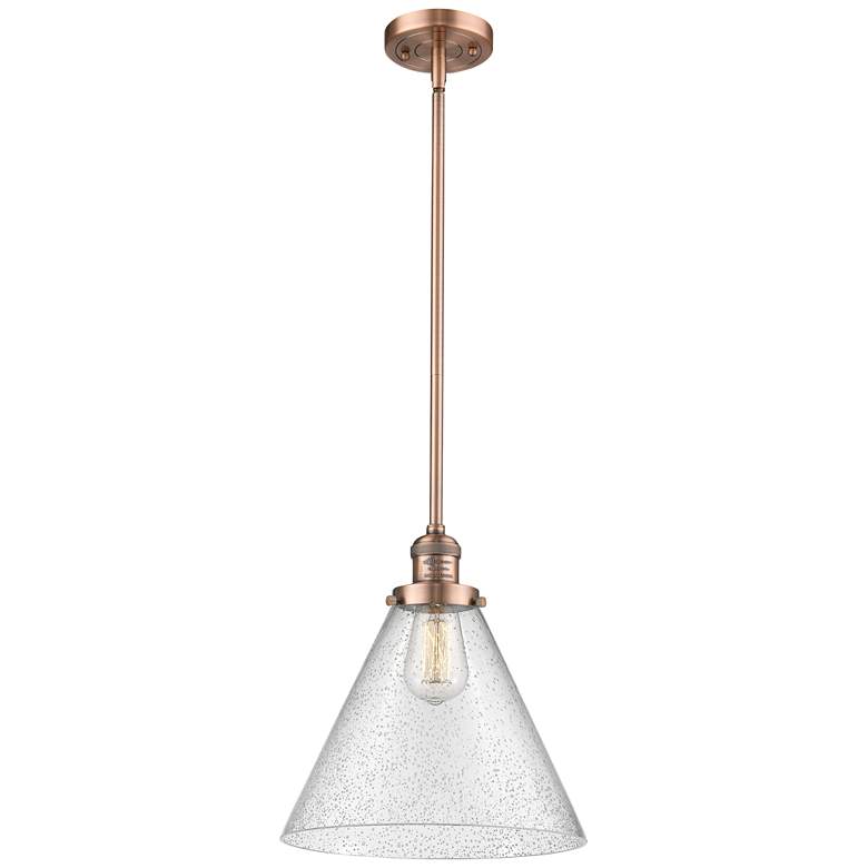 Image 1 Franklin Restoration Cone 12" Mini Pendant - Antique Copper - Seedy
