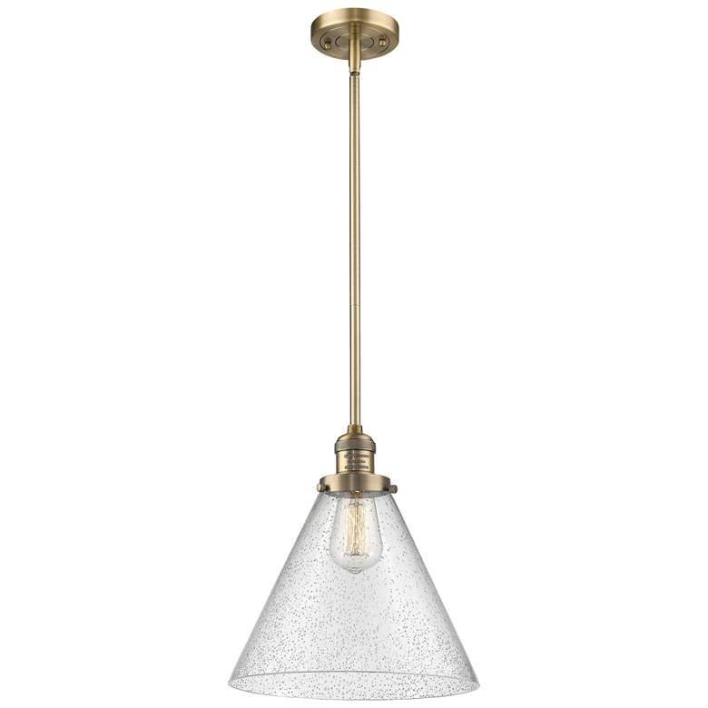 Image 1 Franklin Restoration Cone 12" Mini Pendant - Brushed Brass - Seedy