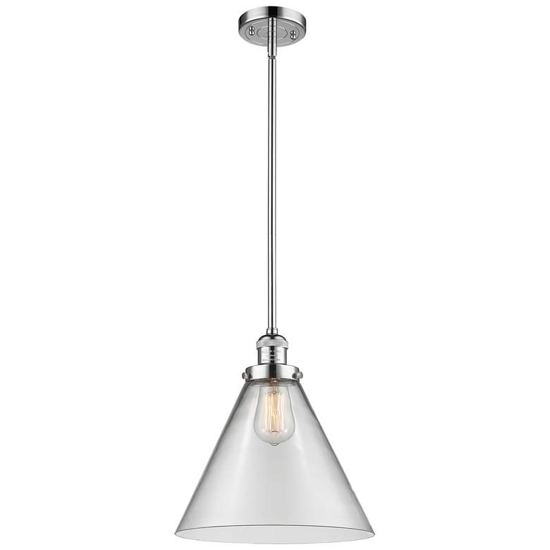 Image 1 Franklin Restoration Cone 12" Mini Pendant - Polished Chrome - Clear